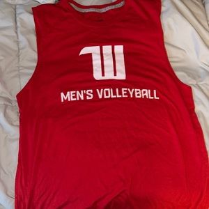 Large red sleeveless T-shirt